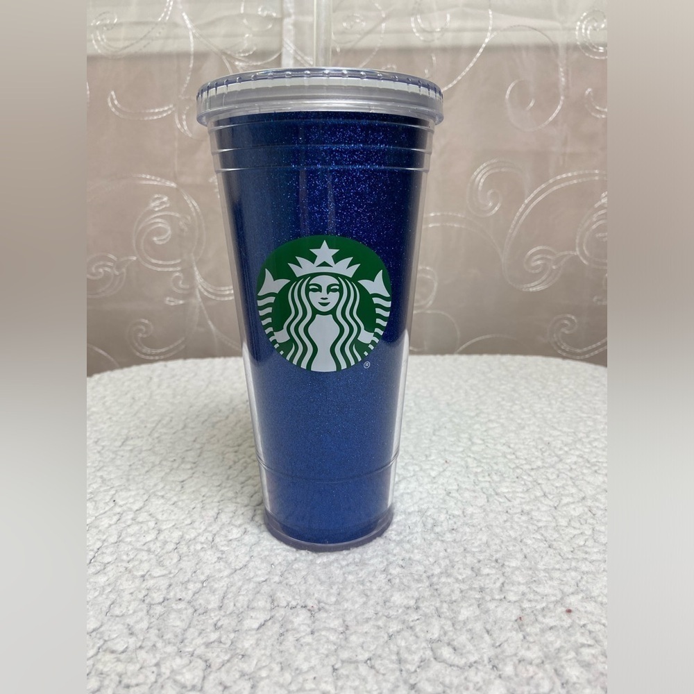 Starbucks Blue Glitter Cold Beverage Tumbler